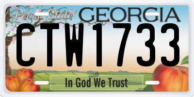 GA license plate CTW1733