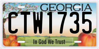 GA license plate CTW1735