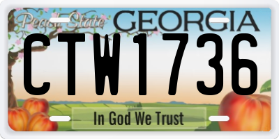 GA license plate CTW1736