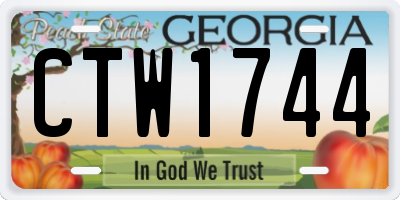 GA license plate CTW1744