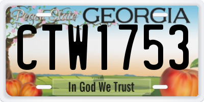 GA license plate CTW1753