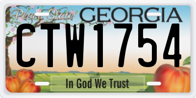GA license plate CTW1754