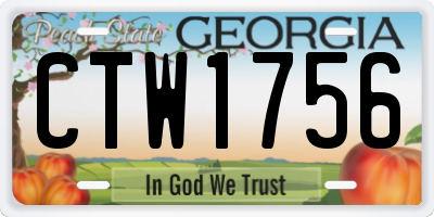 GA license plate CTW1756