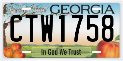 GA license plate CTW1758