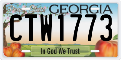 GA license plate CTW1773
