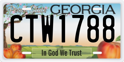 GA license plate CTW1788