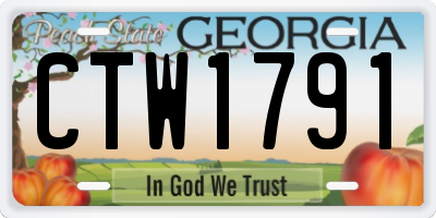 GA license plate CTW1791