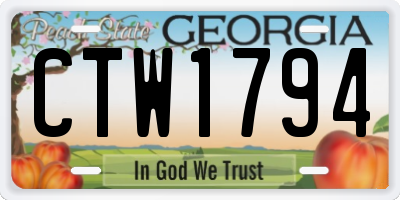 GA license plate CTW1794