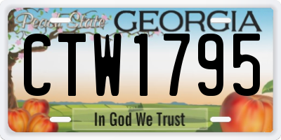 GA license plate CTW1795