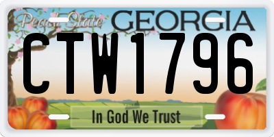 GA license plate CTW1796
