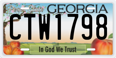 GA license plate CTW1798
