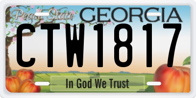 GA license plate CTW1817