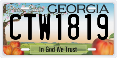 GA license plate CTW1819