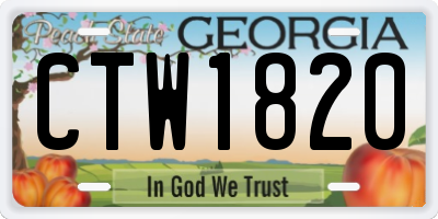 GA license plate CTW1820