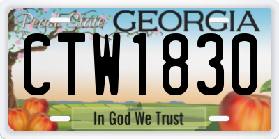 GA license plate CTW1830