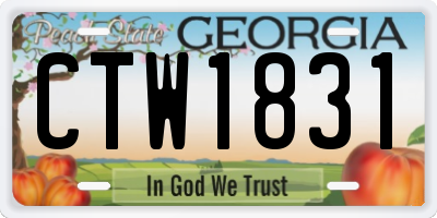 GA license plate CTW1831