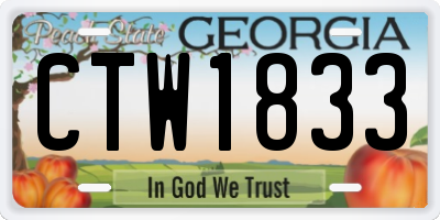GA license plate CTW1833