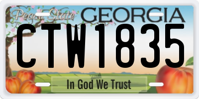 GA license plate CTW1835