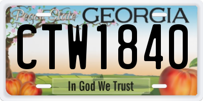 GA license plate CTW1840