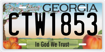 GA license plate CTW1853
