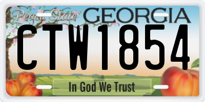 GA license plate CTW1854