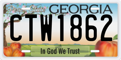 GA license plate CTW1862
