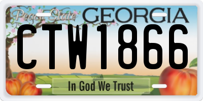 GA license plate CTW1866