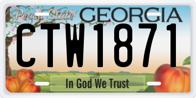 GA license plate CTW1871