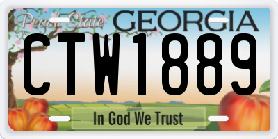 GA license plate CTW1889