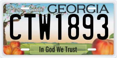 GA license plate CTW1893