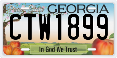 GA license plate CTW1899