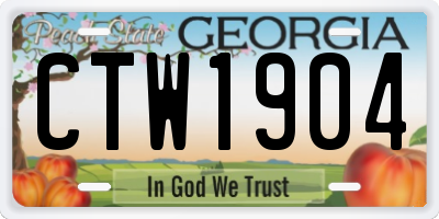GA license plate CTW1904