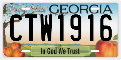 GA license plate CTW1916