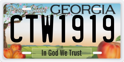 GA license plate CTW1919
