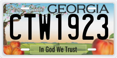 GA license plate CTW1923