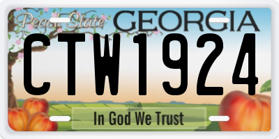 GA license plate CTW1924