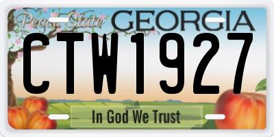 GA license plate CTW1927