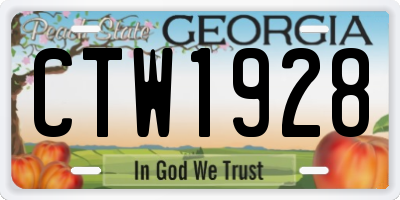 GA license plate CTW1928