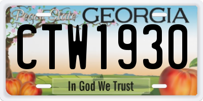 GA license plate CTW1930
