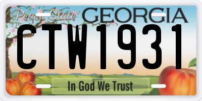 GA license plate CTW1931
