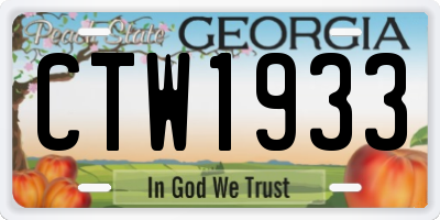 GA license plate CTW1933