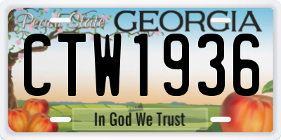 GA license plate CTW1936