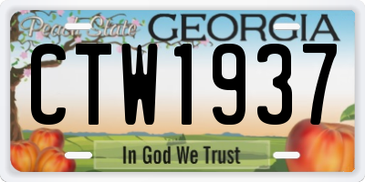 GA license plate CTW1937