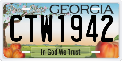 GA license plate CTW1942