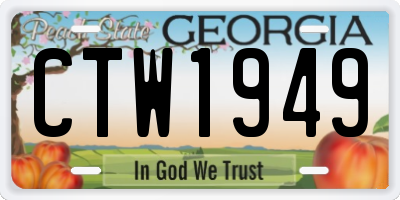 GA license plate CTW1949