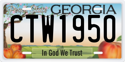 GA license plate CTW1950