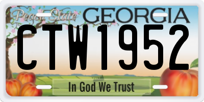 GA license plate CTW1952