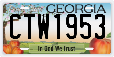 GA license plate CTW1953