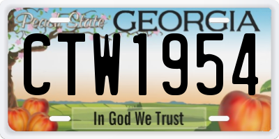 GA license plate CTW1954
