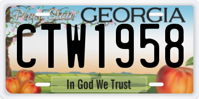 GA license plate CTW1958